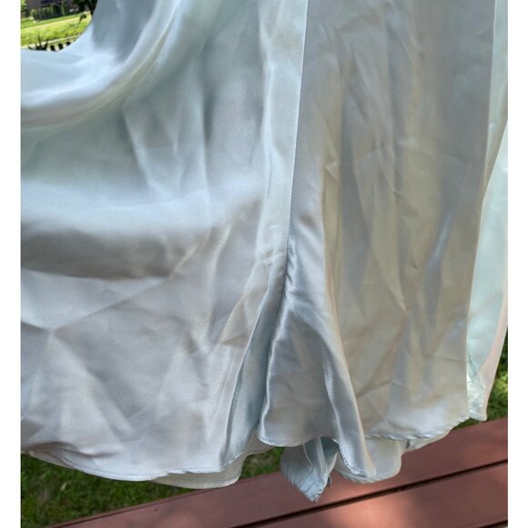 Vintage Signature Expressions Large Aqua Tint Satin Nightgown With Lace Trim - Picture 4 of 8